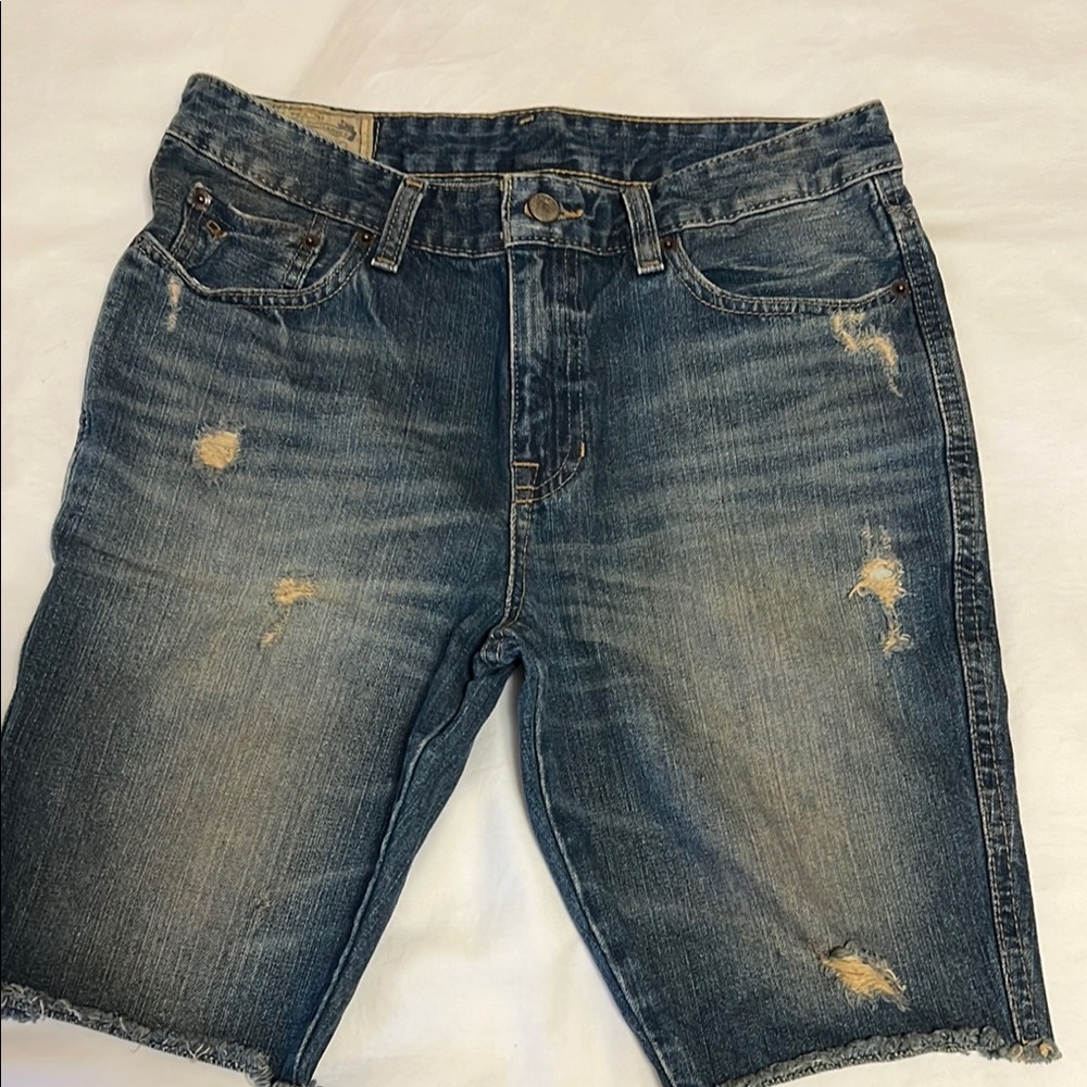 Polo by Ralph Lauren Boys Blue Jean Shorts with Distressing and Cut-Off Style